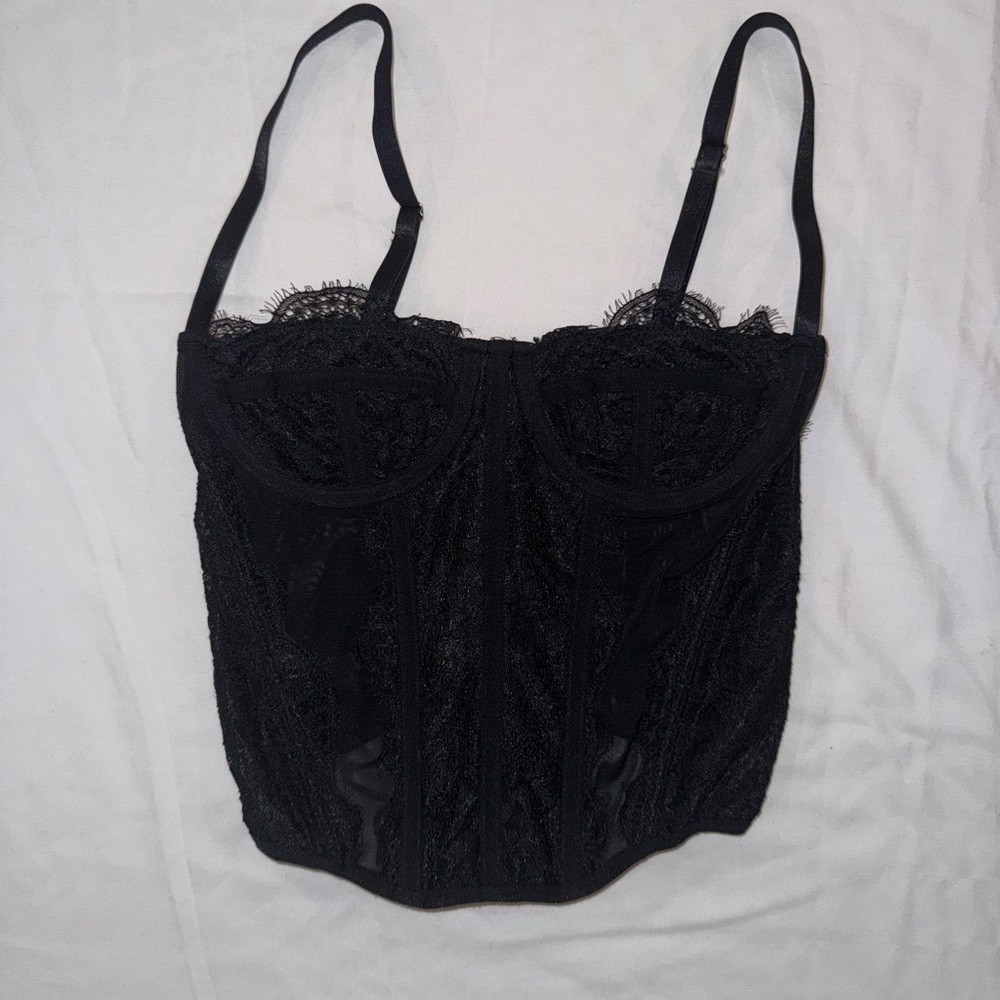 Black Lace Bustier Top